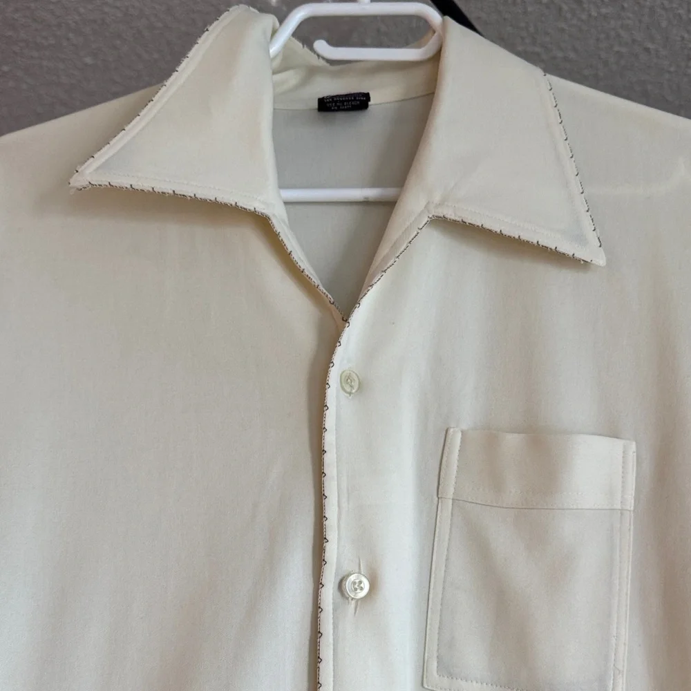 Men's Vintage Cream Button-Down Shirt - Picture 4 of 10